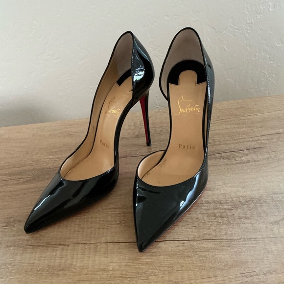 Christian Louboutin Iriza Black Patent Leather Heels Red Bottoms in box - Picture 5 of 5